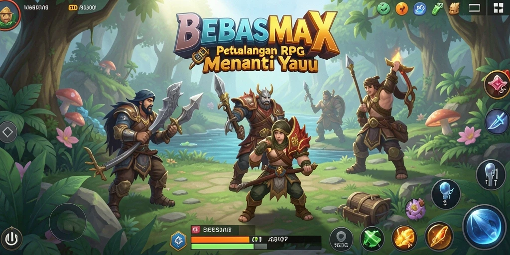 Tampilan gameplay BEBASMAX yang menakjubkan dan penuh aksi RPG.