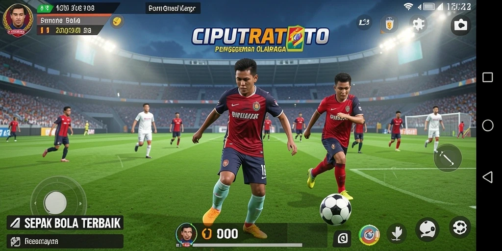 Tampilan gameplay yang mendebarkan di CIPUTRATOTO dengan aksi sepak bola yang seru.