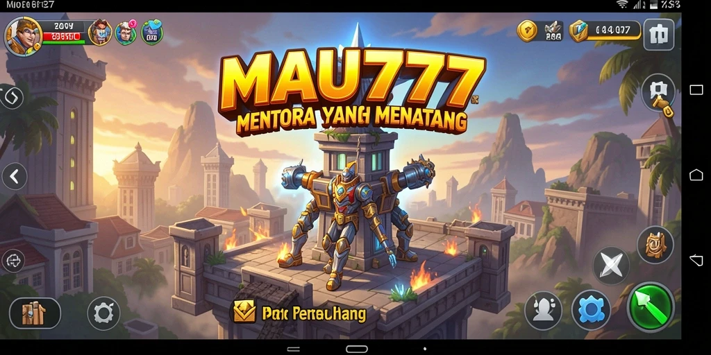 Tampilan gameplay seru di MAU777 dengan pertahanan menara yang strategis.
